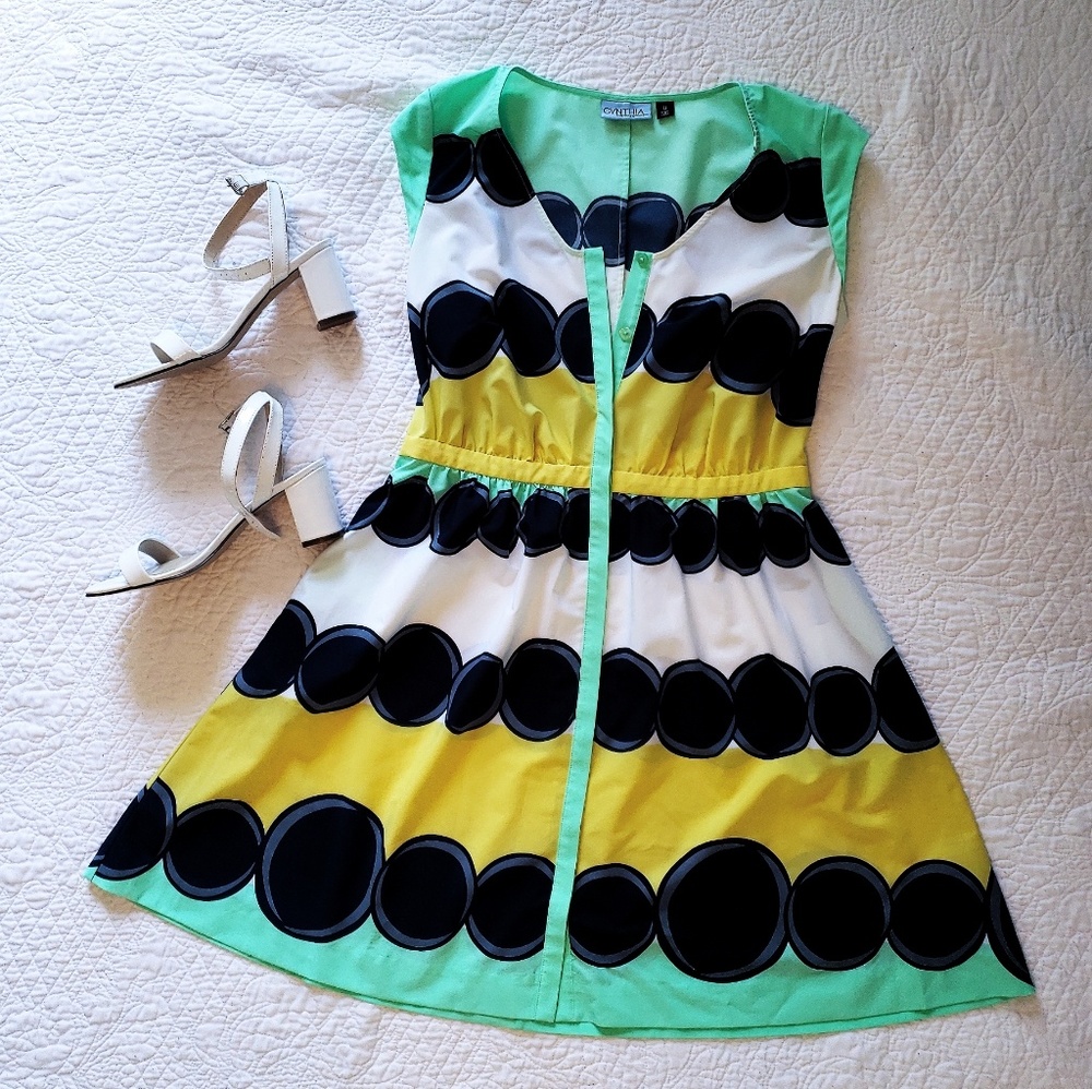 Striped fit and flare dress